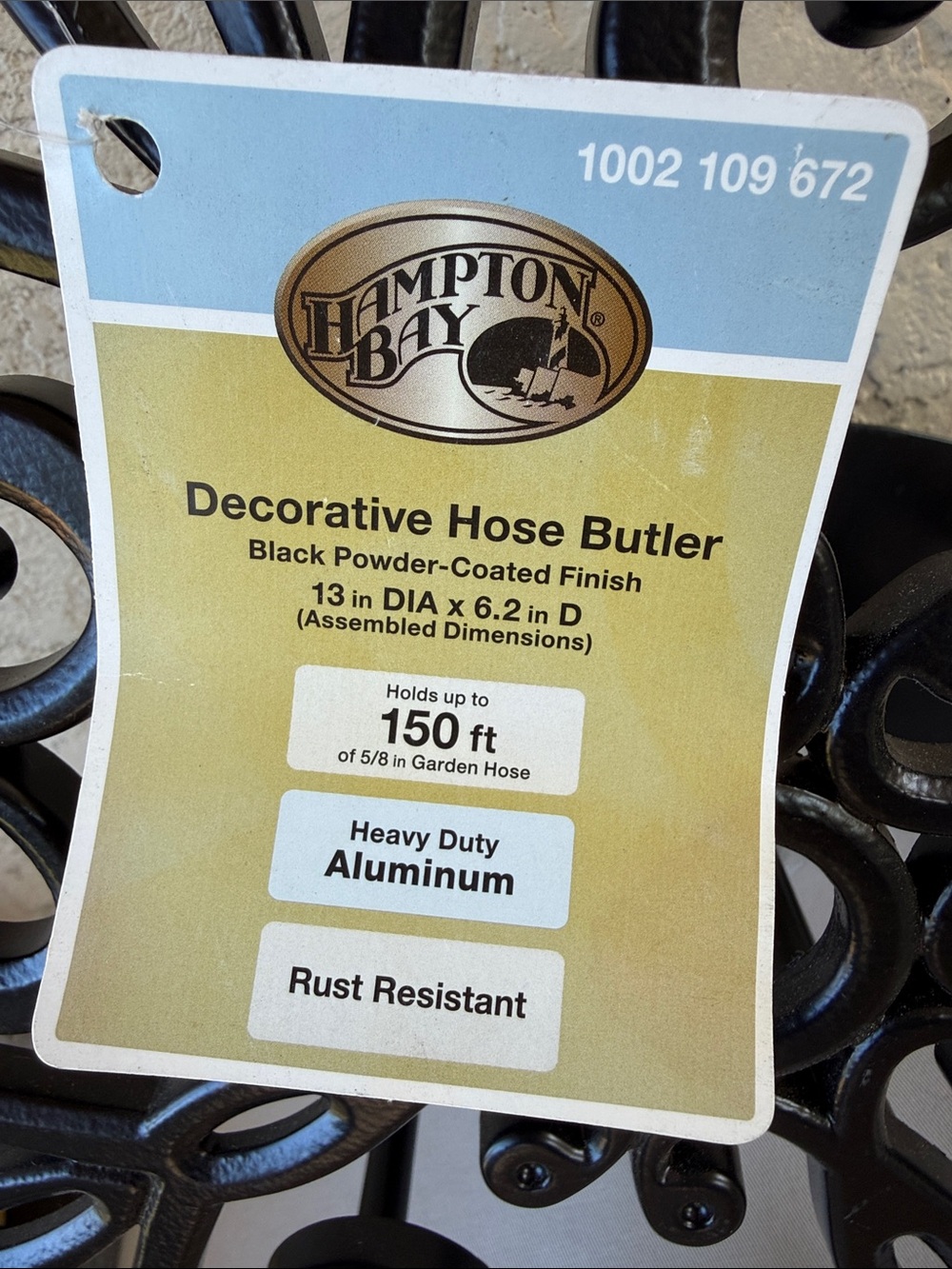 NWT Hampton Bay Decorative Hose Butler Black Cast Aluminum Wall Mount Organizer - Picture 3 of 14